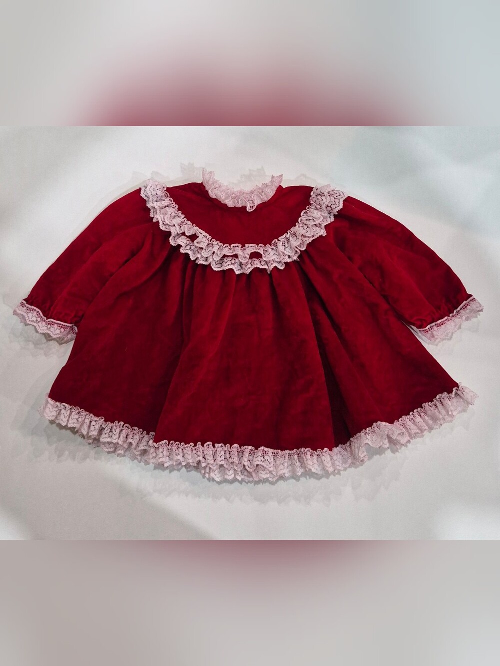 Vintage Baby Girls By "Just Adorable" Holiday Dress Size 6 Mo Heirloom Ruffles